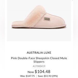 AUSTRALIA LUXE
Pink Double-Face Sheepskin Closed Mule Slippers